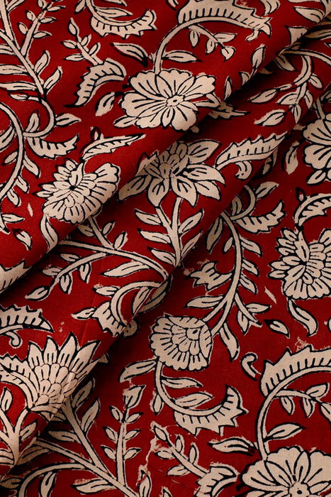 Block print poplin | punainen kukka